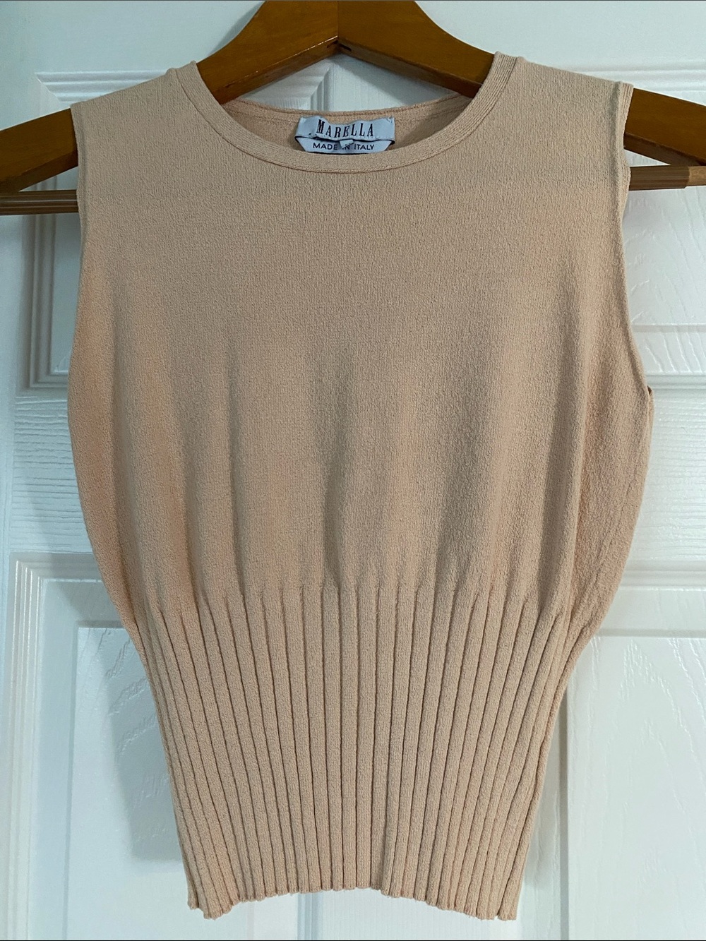 MARELLA Sleeveless Ribbed Waist Knit Top - Light Peach
